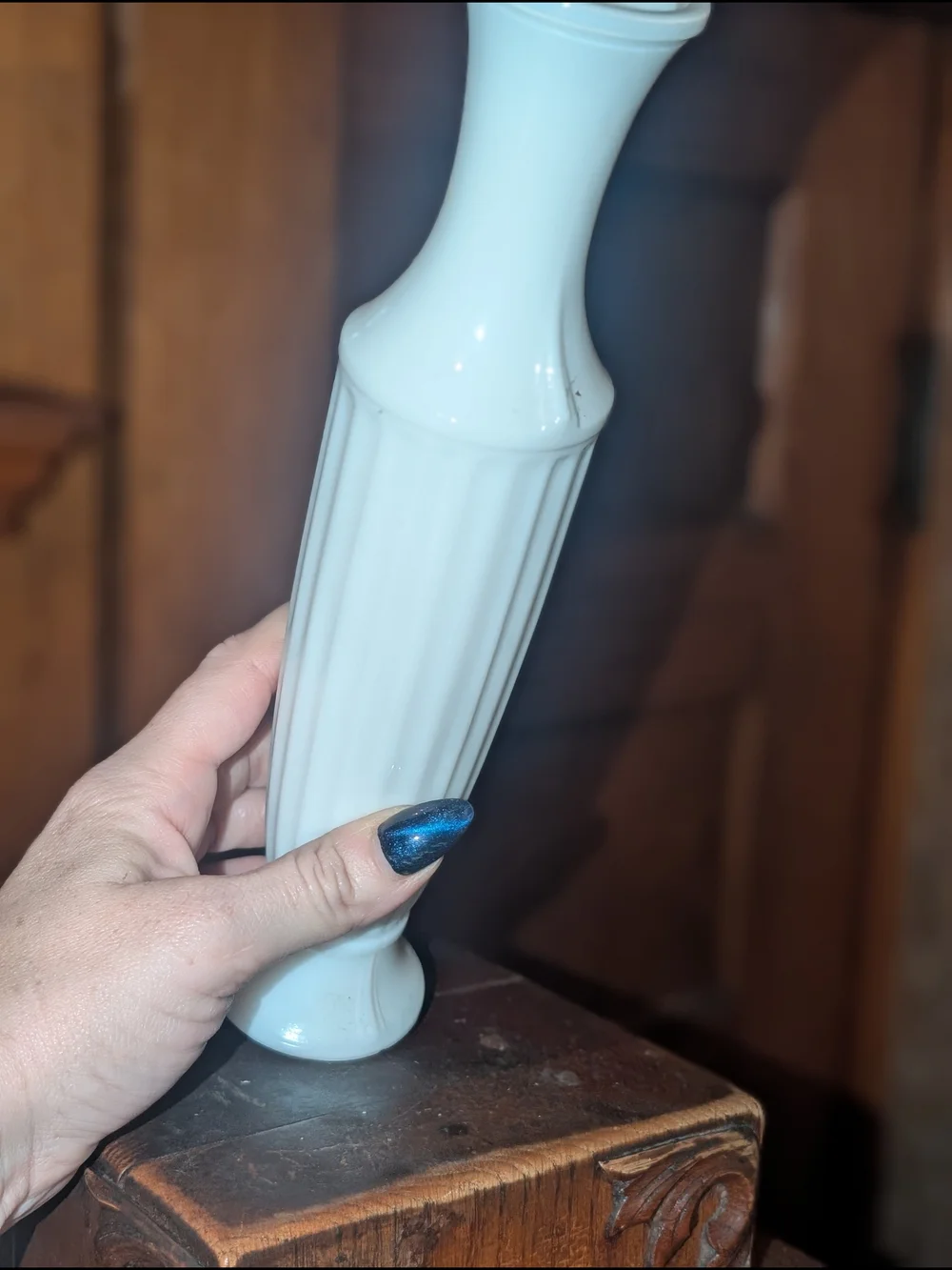 Vintage White Milk Glass Bud Vase Classical Urn
